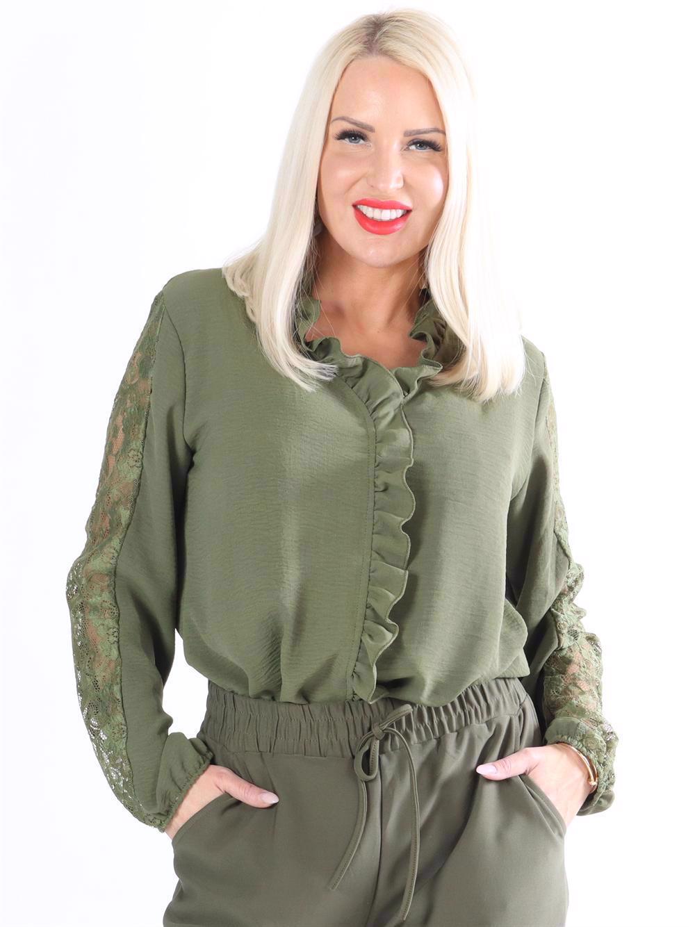 Chaka - Blonde tunika med flæse langs fronten